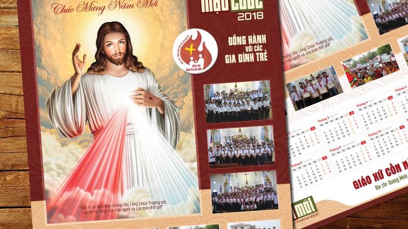 Thiết kế lịch công giáo treo tường chúc mừng năm mới 2